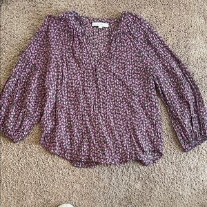 LOFT Floral Blouse - Pink and Black